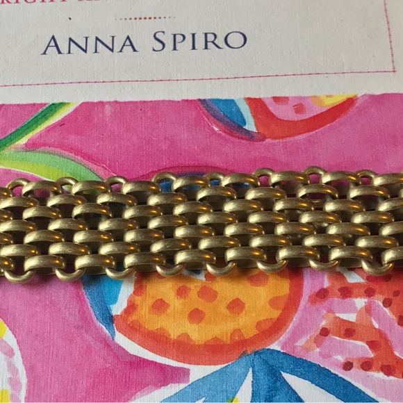ECLucky Brand Mesh Link Bracelet Wide Gold Pave bracelet. Has lucky brand clover - Picture 4 of 8